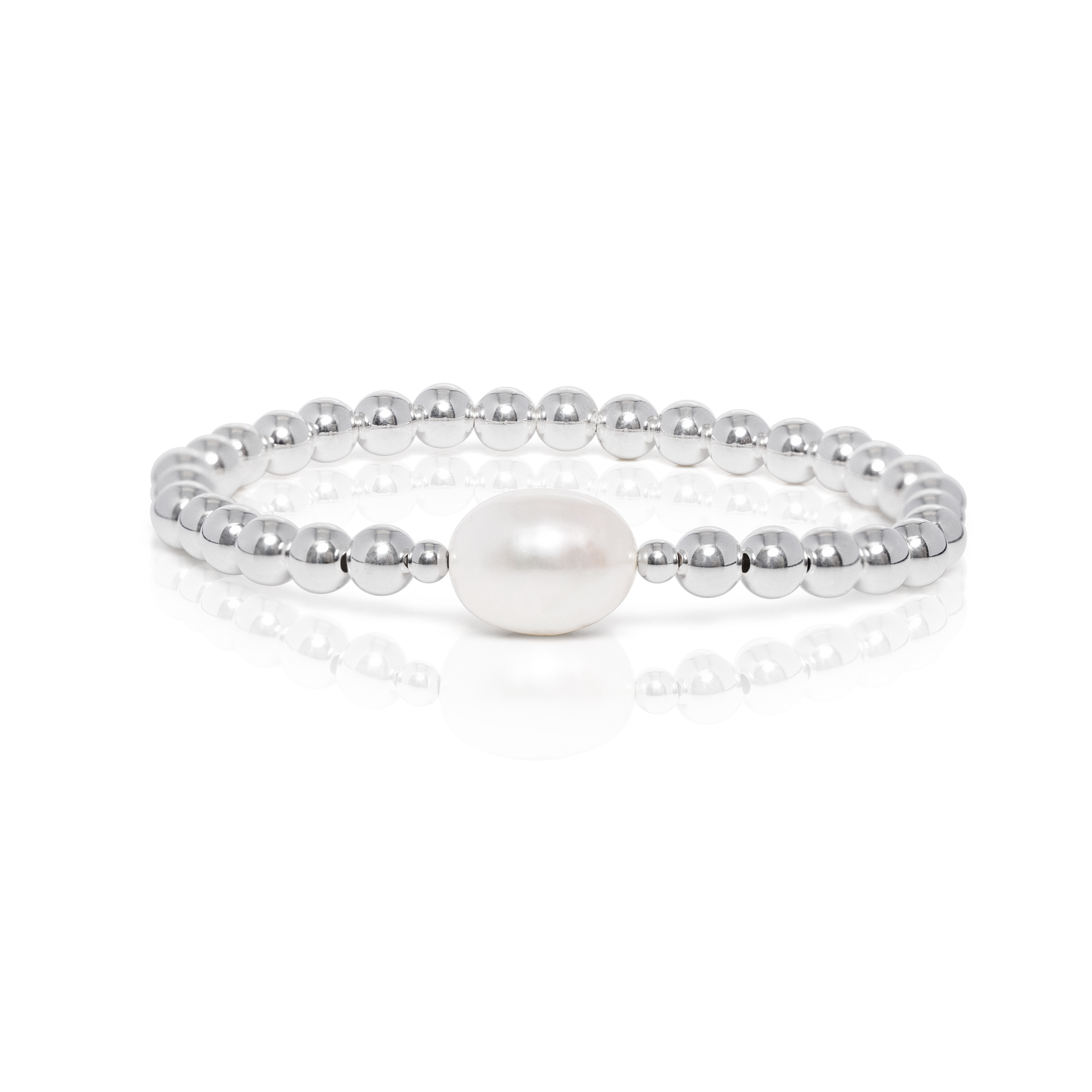 5MM Silver Ball Potato Pearl Bracelet