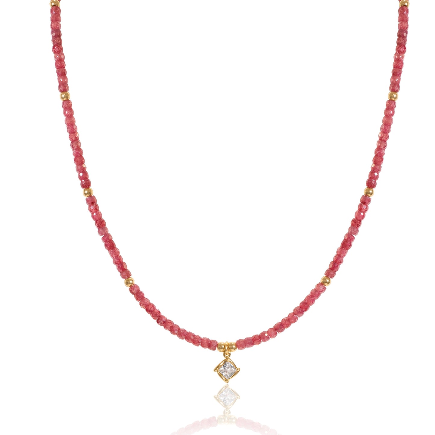 Pink Lady Zircon and CZ Necklace