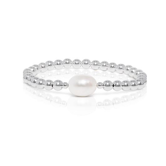 5MM Silver Ball Potato Pearl Bracelet