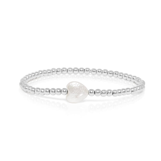 3MM Ball and Heart Pearl Bracelet