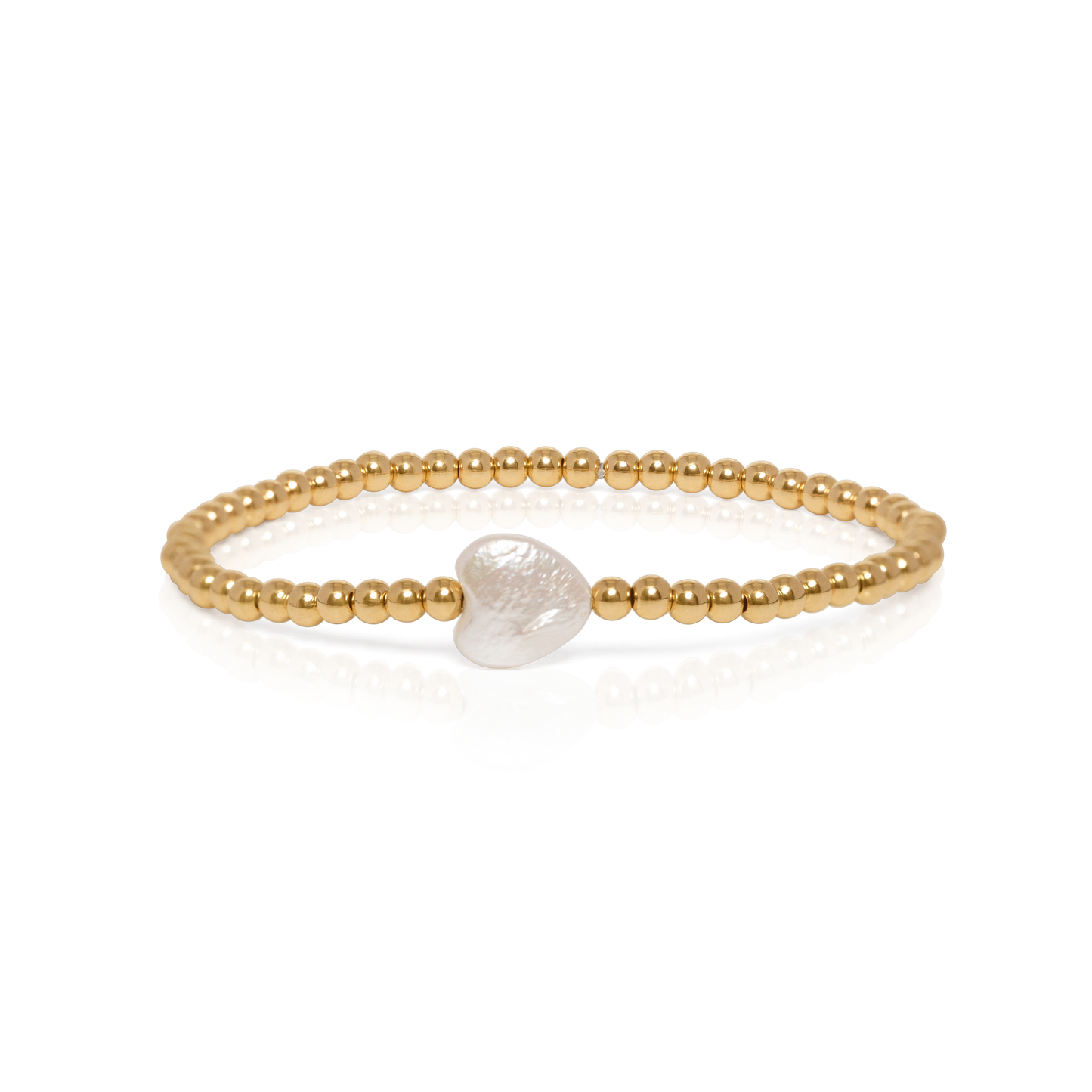 3MM Gold Ball Heart Pearl Bracelet