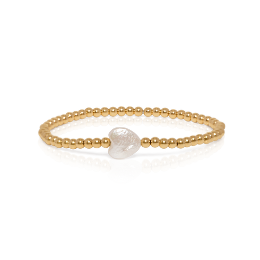 3MM Gold Ball Heart Pearl Bracelet